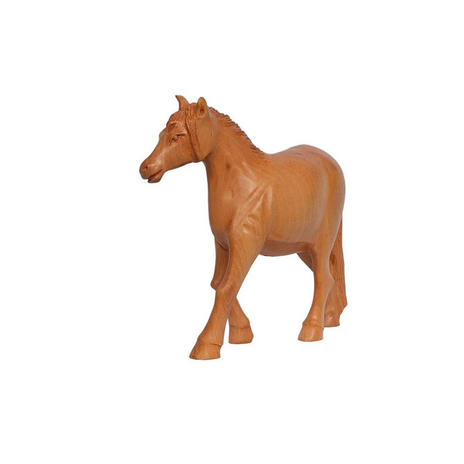 handcrafted traditional wooden horse showpiece