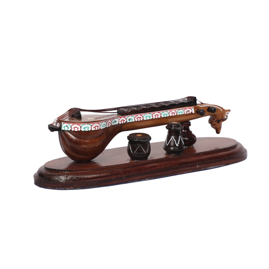 Wooden Saraswati Veena Decor
