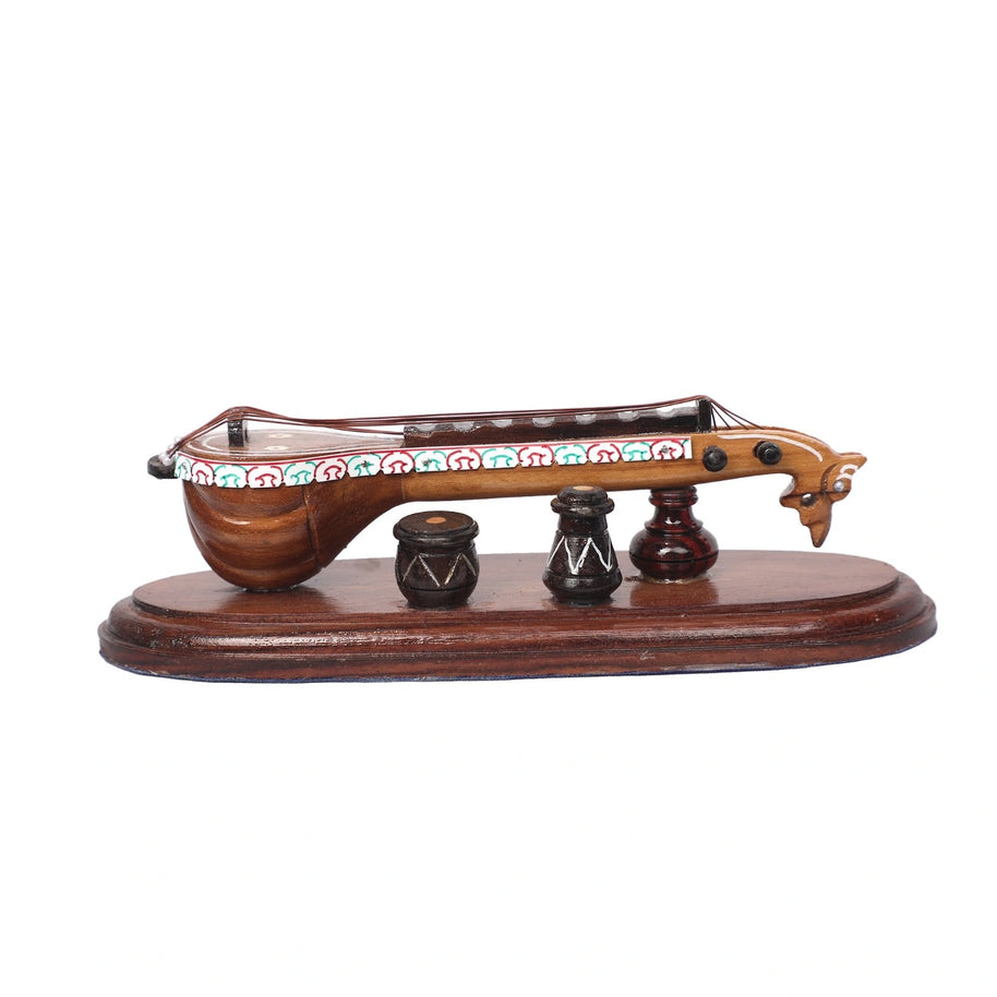 Wooden Saraswati Veena Decor