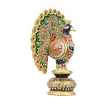 Wooden Dancing Peacock With Painting