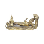 Vishnu sleeping on snake with lakshmi