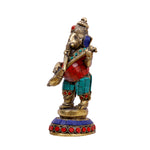 Brass Musical Ganesha Stone Work