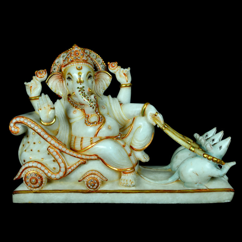 Marble Ganesha on Mouse Ratha ragaarts.myshopify.com