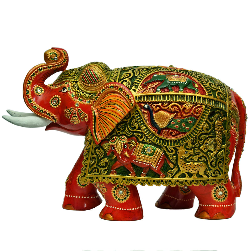 Carved & Painted Elephant ragaarts.myshopify.com