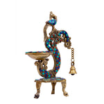 Brass Diya With Stand Stone Work