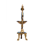 Brass Diya With Stand Stone Work