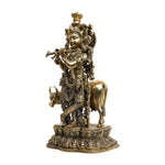 Brass Cow Krishna Idol