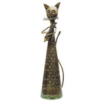 Ao 14In Iron Painted Jali Cut Cat T. Light Musician ragaarts.myshopify.com