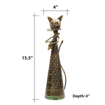 Ao 14In Iron Painted Jali Cut Cat T. Light Musician ragaarts.myshopify.com