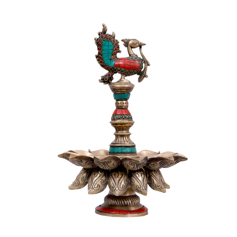Brass Peacock Diya Stand
