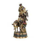Brass Krishna Standing Stone Work
