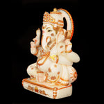 Marble Sitting Ganesha on Base