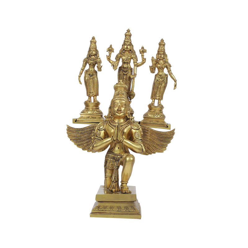 Vishnu, Sri Devi & Bhu Devi on Garud