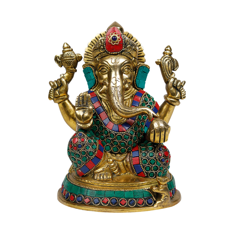 Brass Ganesh Stone Work