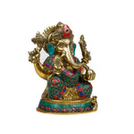 Brass Ganesh Stone Work