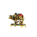 Brass Cow & Calf With Lakshmi - Stone Work