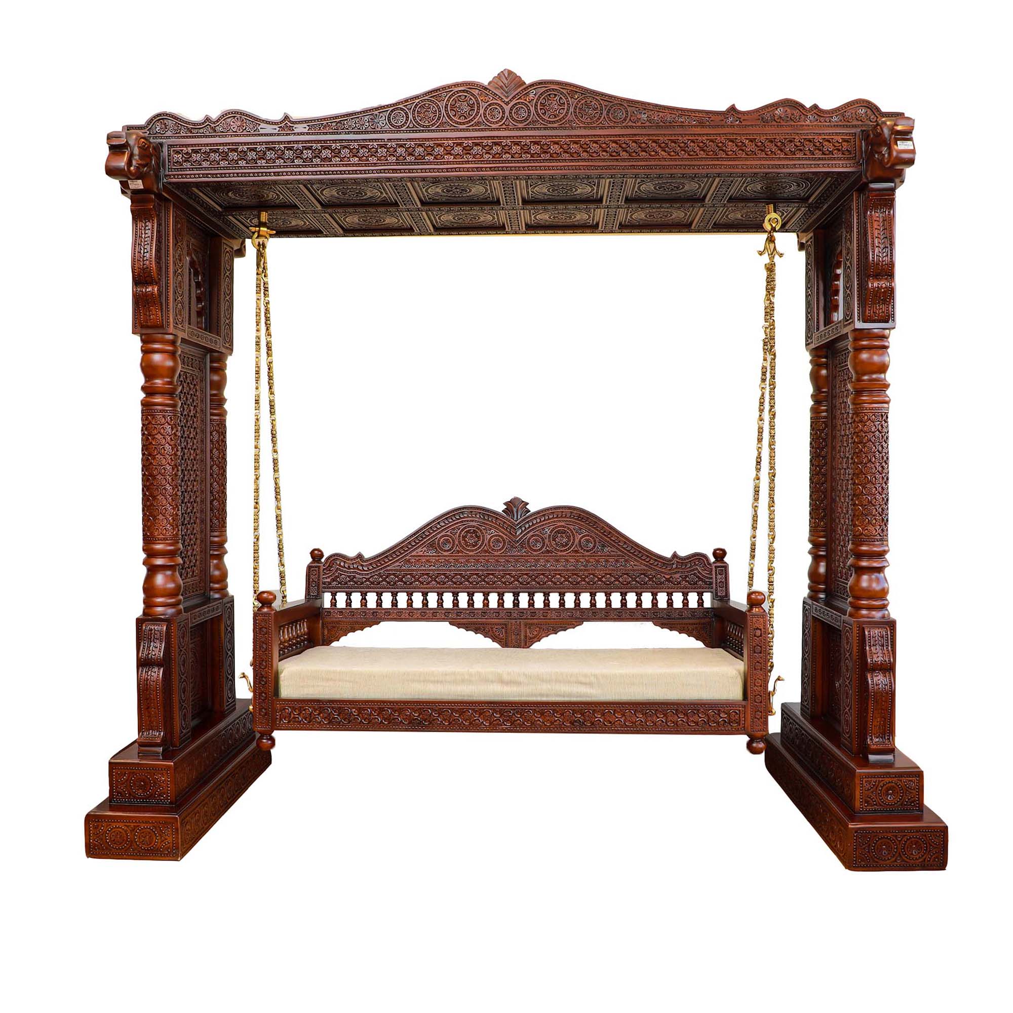 Traditional Teak Wood Jhula Swing – Handcrafted Indoor Decor