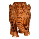 Wooden Carving Elephant With Inlay Work ragaarts.myshopify.com