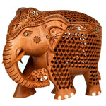 Wooden Carving Elephant With Inlay Work ragaarts.myshopify.com