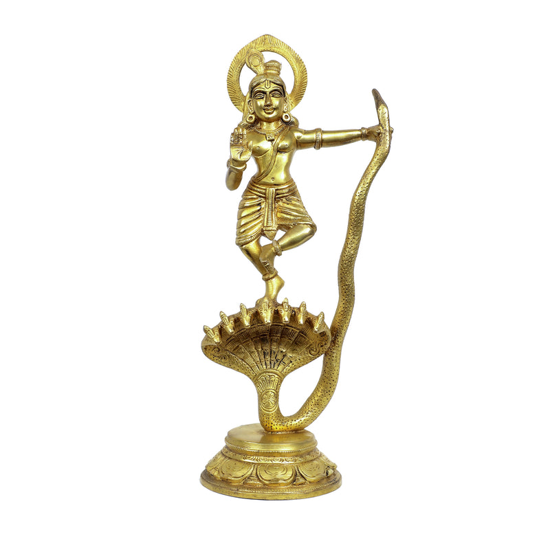 Brass Krishna On Snake