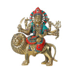 Brass Durga Sitting On Lion