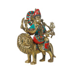 Brass Durga Sitting On Lion