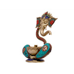 Brass Ganesh Diya with Stone Work