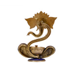 Brass Ganesh Diya with Stone Work