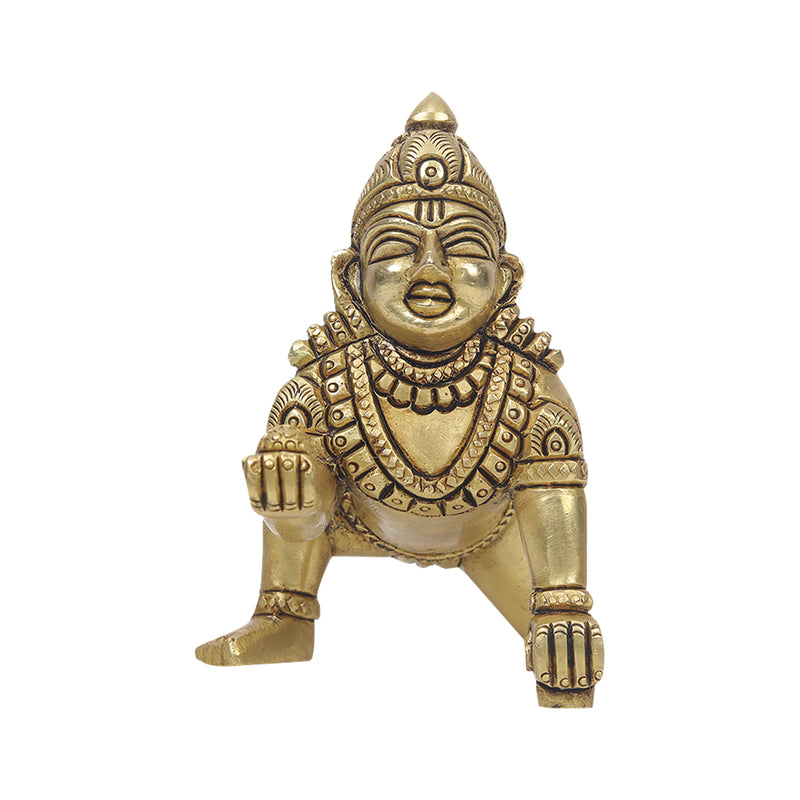 Brass Laddu Krishna Statue