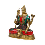 Brass Shiva with Colourful Stone Work