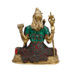 Brass Shiva with Colourful Stone Work