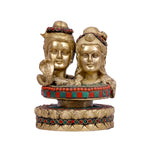 Brass Shiva Parwati Head on Lotus