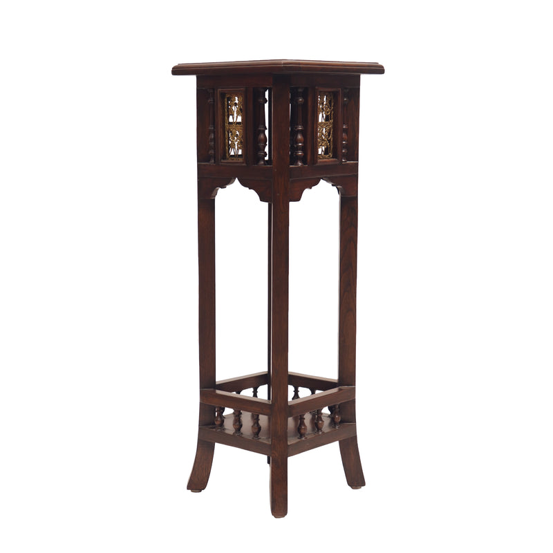 Wooden Side Table With Dhokra Art