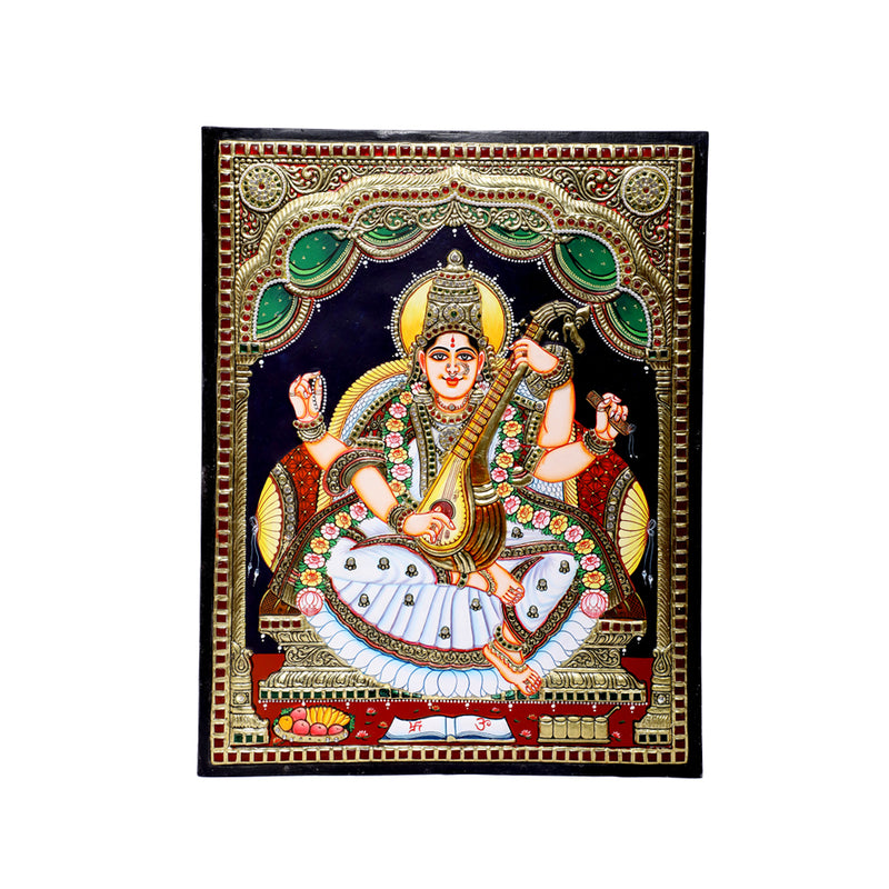 Tanjore Painting Saraswathi With Gold Foil