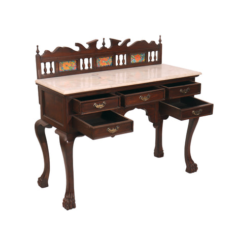 wooden study table with marble 