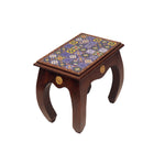 Wooden Side Table With Marble Top