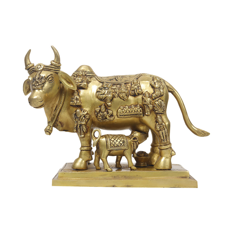 Brass Cow With Calf Idol