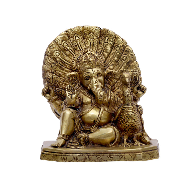 Brass Peacock Ganesh