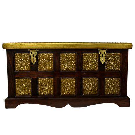 Sheesham Wooden Box With Brass Sheet Work ragaarts.myshopify.com