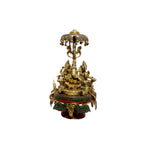 Brass Ganesh, Laxmi, Saraswati Revolving Set