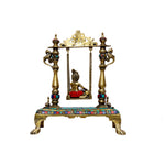 Brass Krishna Jhoola With Stone Work