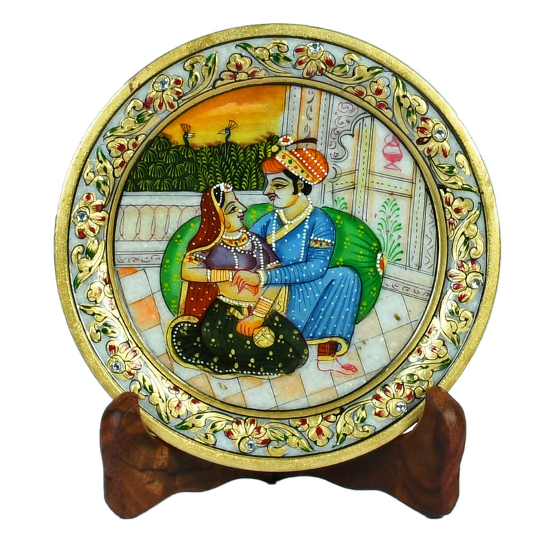 Marble Mughal Design Plate ragaarts.myshopify.com