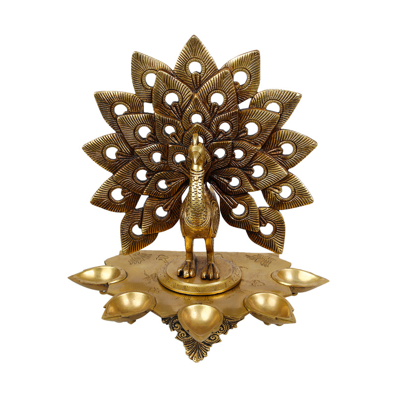 Brass Peacock Diya Stand