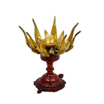 Brass Ganesha Lotus Candle Stand
