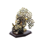 Pagdi Ganesha Sitting Under Tree on Wooden Base