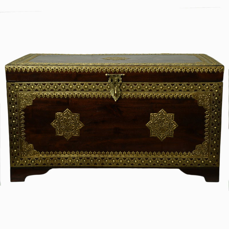 Sheesham Wooden Box With Brass Sheet Work ragaarts.myshopify.com