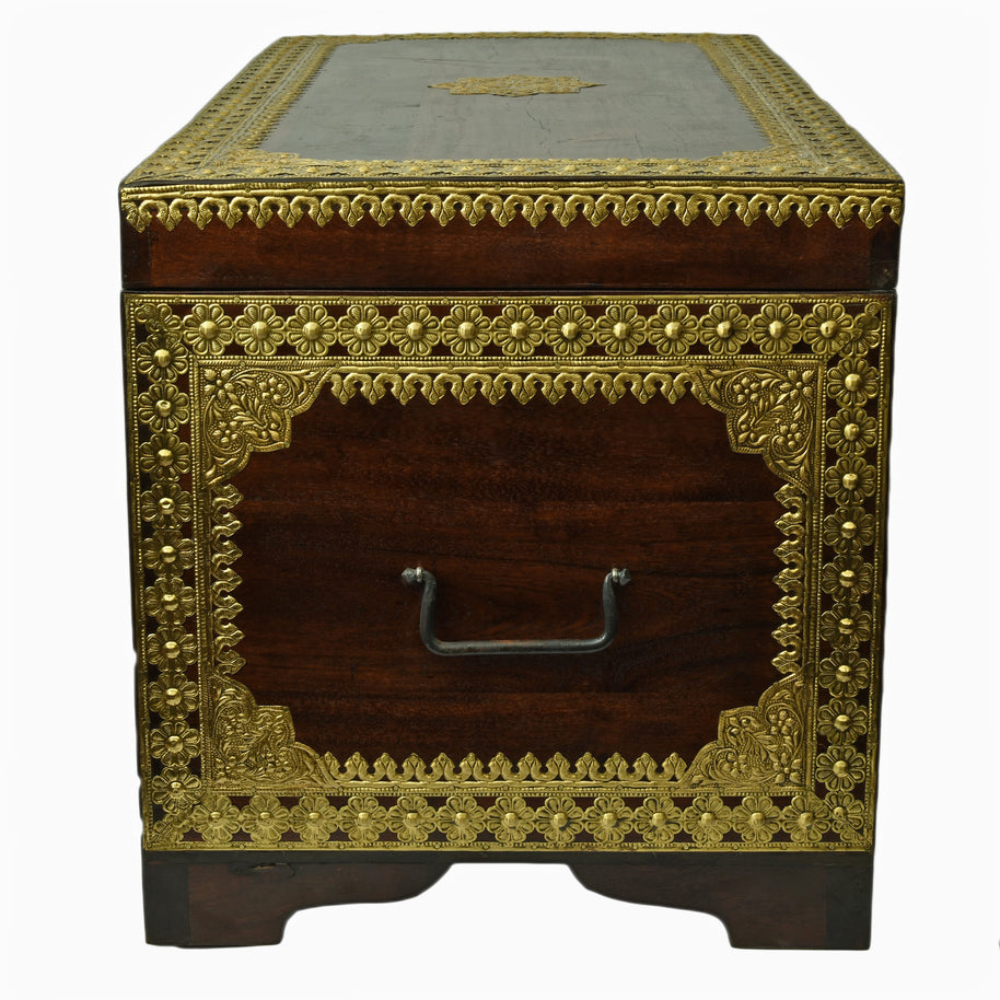 Sheesham Wooden Box With Brass Sheet Work ragaarts.myshopify.com