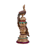 Brass Peacock Pillar - Stone Work