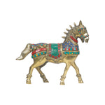 Brass Horse Idol With Stone Work