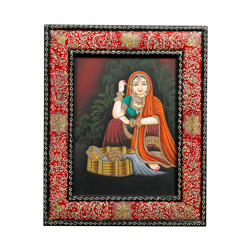 Traditional Lady Sitting Canvas Painting